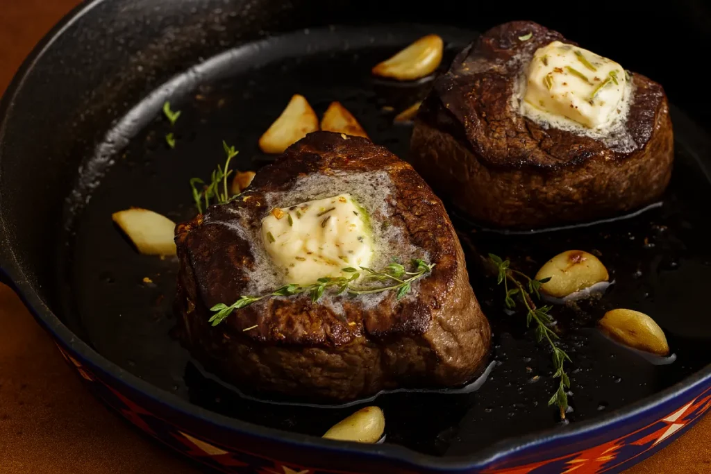 Cast Iron Filet Mignon with Herb Crust