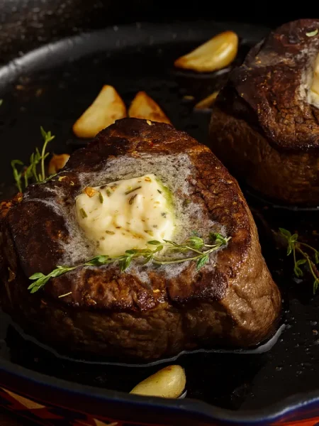 Cast Iron Filet Mignon with Herb Crust
